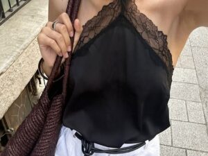 Women’s Black Strapless Lace Top | Loose Fit Polyester Fashion Top