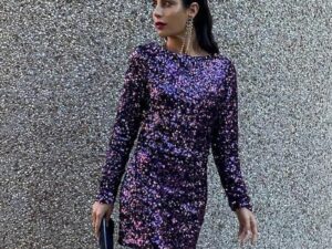 Purple Sequin Mini Dress for the Perfect Party Night Look