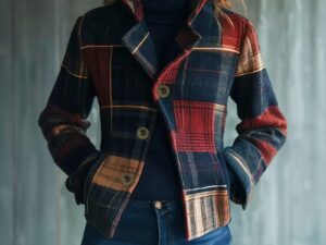 Vintage Women's Blazer With Stand Collar for Timeless Style