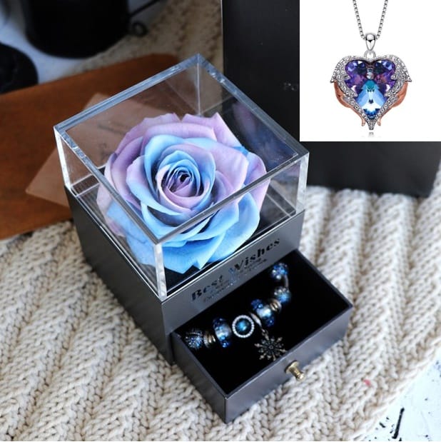 Valentines Day Gift Women Rose Jewelry Box Dried Flower Real Flowers Eternal Roses In Box - Image 4