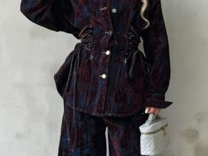 Laced Up Button Up Jacket and Jeans