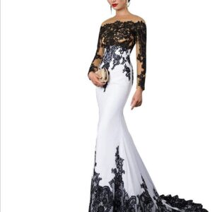 White Lace Wedding Dress A-Line Long Sleeve Bridal Gown