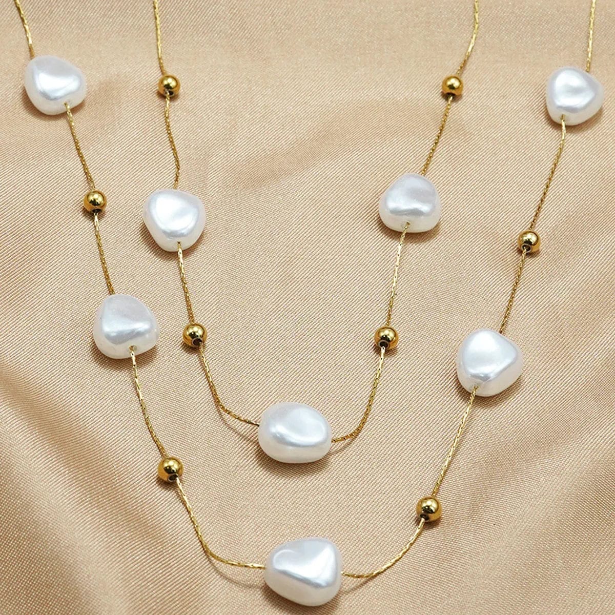 18K Gold Plated Pearl Necklace | Minimalist Jewelry with Elegant Studs - Image 4