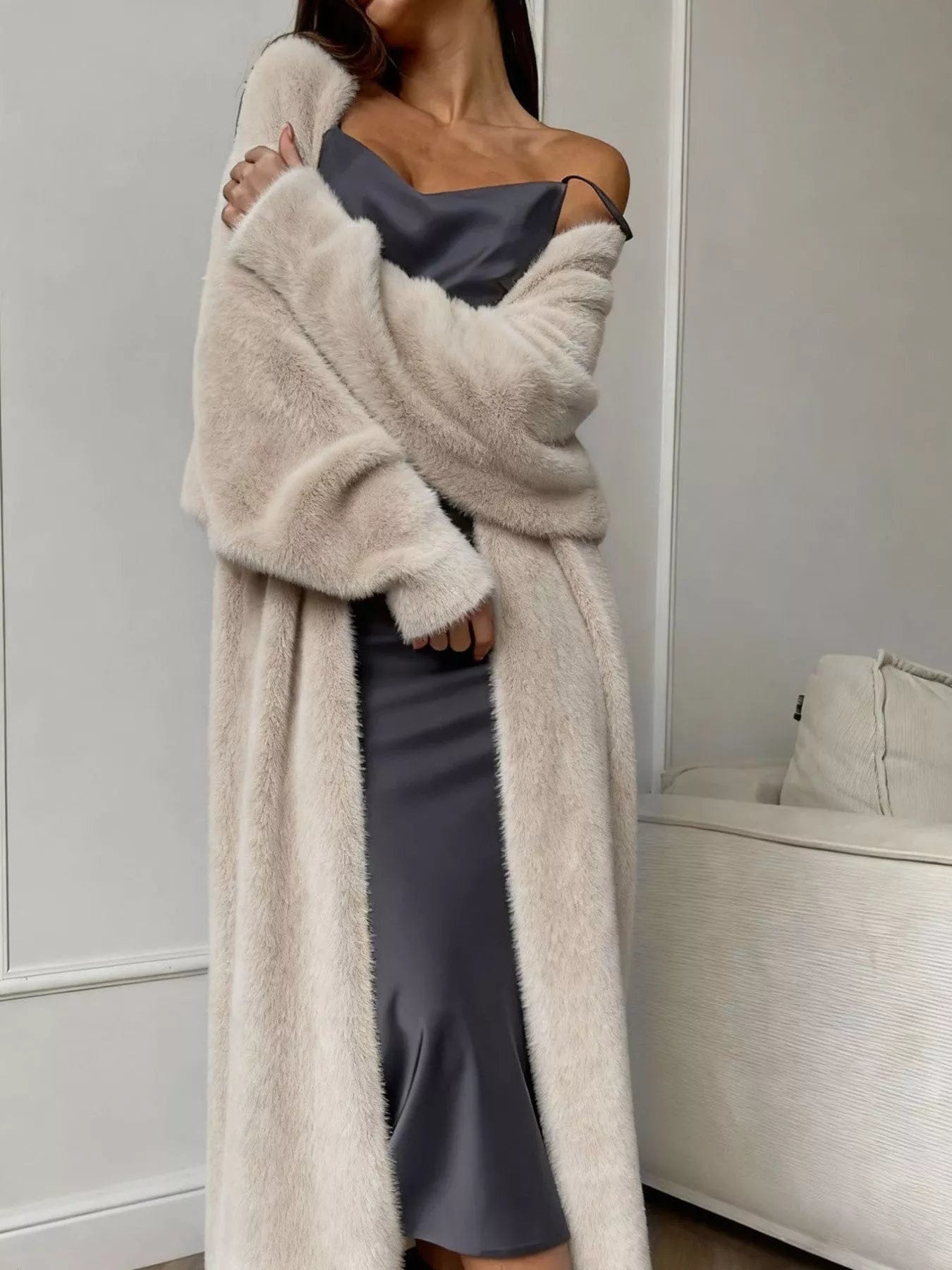 Fuzzy Open Front Cardigan for Effortless Cozy Layering and Stylish Comfort - Image 4