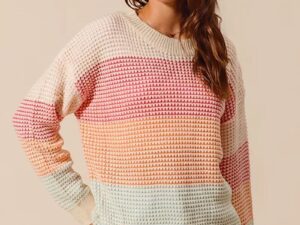 SO ME Multi Color Block Long Sleeve Sweater – Trendy and Versatile Fashion Statement
