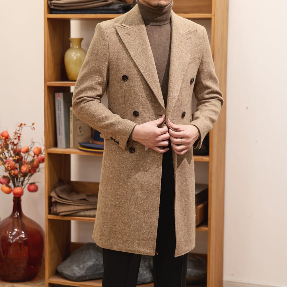 Brown Warm Wool Double Breasted Slim Jacket - Image 3
