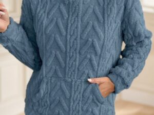 Textured Hoodie Sweatshirt with Long Sleeves and Kangaroo Pocket for Ultimate Comfort