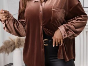 Plus Size Oversized Shirt - Button-Down Long Sleeve Style