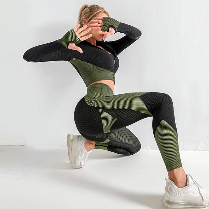 3PCS Yoga Set Seamless Sport Set Women Gym Clothing Leggings Women Crop Top Sports Bra Women Fitness Gym Set Womens Outfits Tracksuit - Image 2