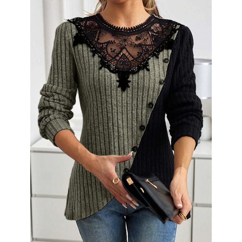 Lace Knit Top with Round Neck Design - Image 5