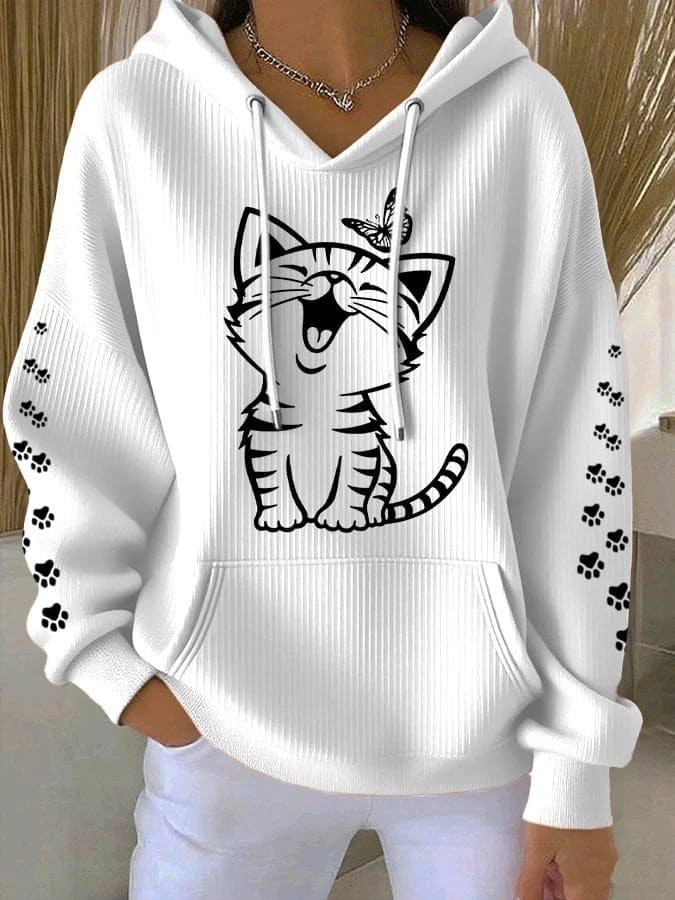 Women's 3D Printed Hoodie - Comfortable & Stylish Casual Waffle Sweatshirt - Image 3