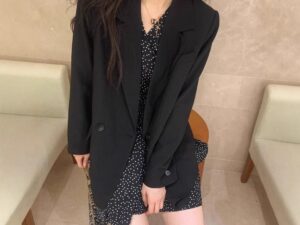 Women’s Polka Dot High-Waist Dress – Long Sleeve Pullover Style