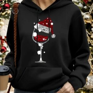 Women's Christmas Hooded Sweatshirt with Cartoon Pattern Print for Casual Activewear
