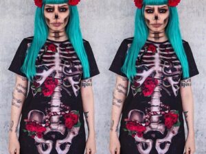 Halloween Costume Skull Print Dress for Women - Perfect Skull Print Halloween Dress