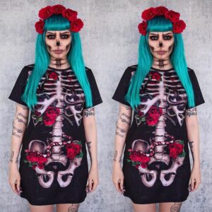 Halloween Costume Skull Print Dress for Women - Perfect Skull Print Halloween Dress
