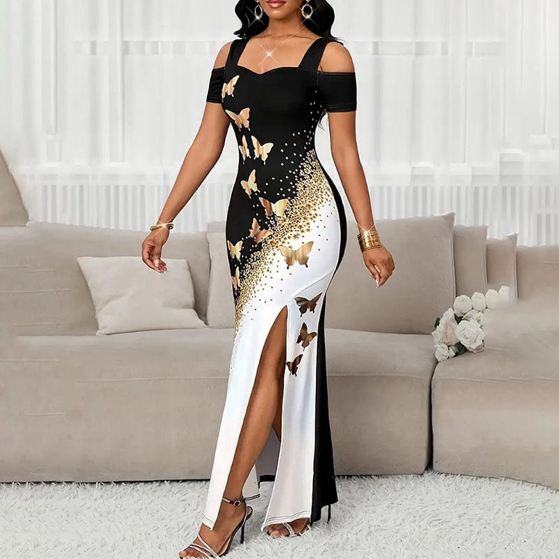 Off-Shoulder Maxi Dress - Print Bodycon Party Gown - Image 5