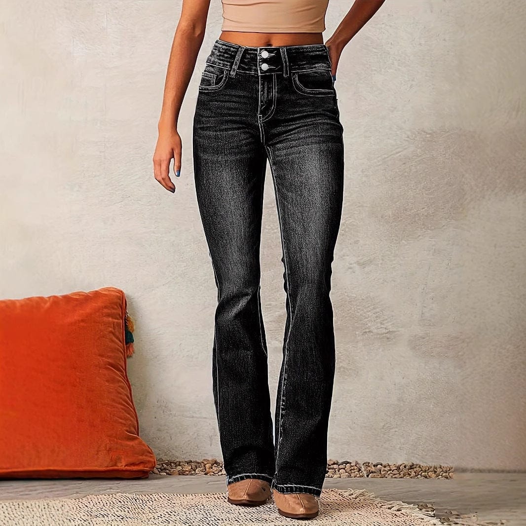 Women’s Distressed Bootcut Jeans – Mid-Waist Street Style Denim - Image 2