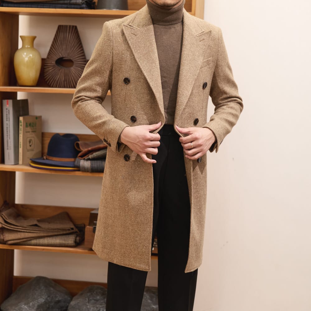 Brown Warm Wool Double Breasted Slim Jacket - Image 5