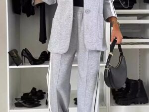 Full Size Contrast Collar Top and Pants Set for Effortless Style