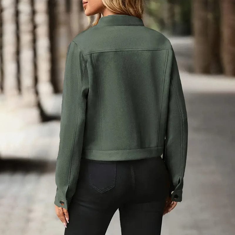 Vintage Short Coat Stand Collar Casual Fall Outwear - Image 4