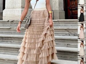 Women’s Mesh Commuter Skirt | Elegant Office Style