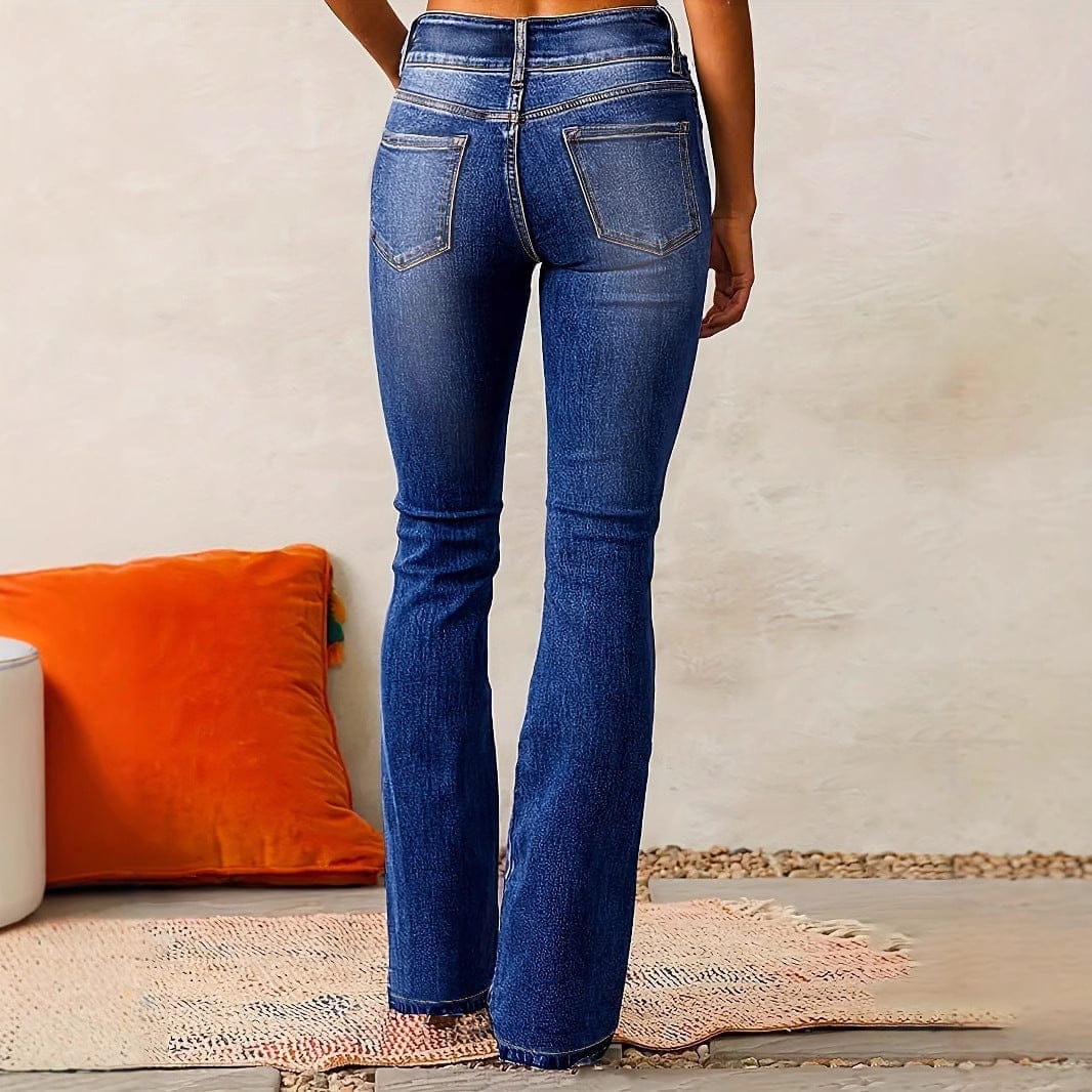 Women’s Distressed Bootcut Jeans – Mid-Waist Street Style Denim - Image 4