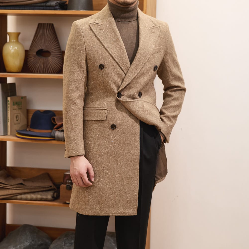 Brown Warm Wool Double Breasted Slim Jacket - Image 2