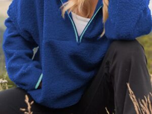 Women’s Plus Size Sherpa Quarter-Zip Hoodie Jacket