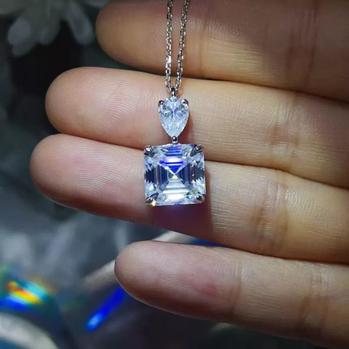5.8 Carat Moissanite Necklace in 925 Sterling Silver Pendant Design - Image 3