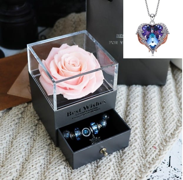 Valentines Day Gift Women Rose Jewelry Box Dried Flower Real Flowers Eternal Roses In Box - Image 8