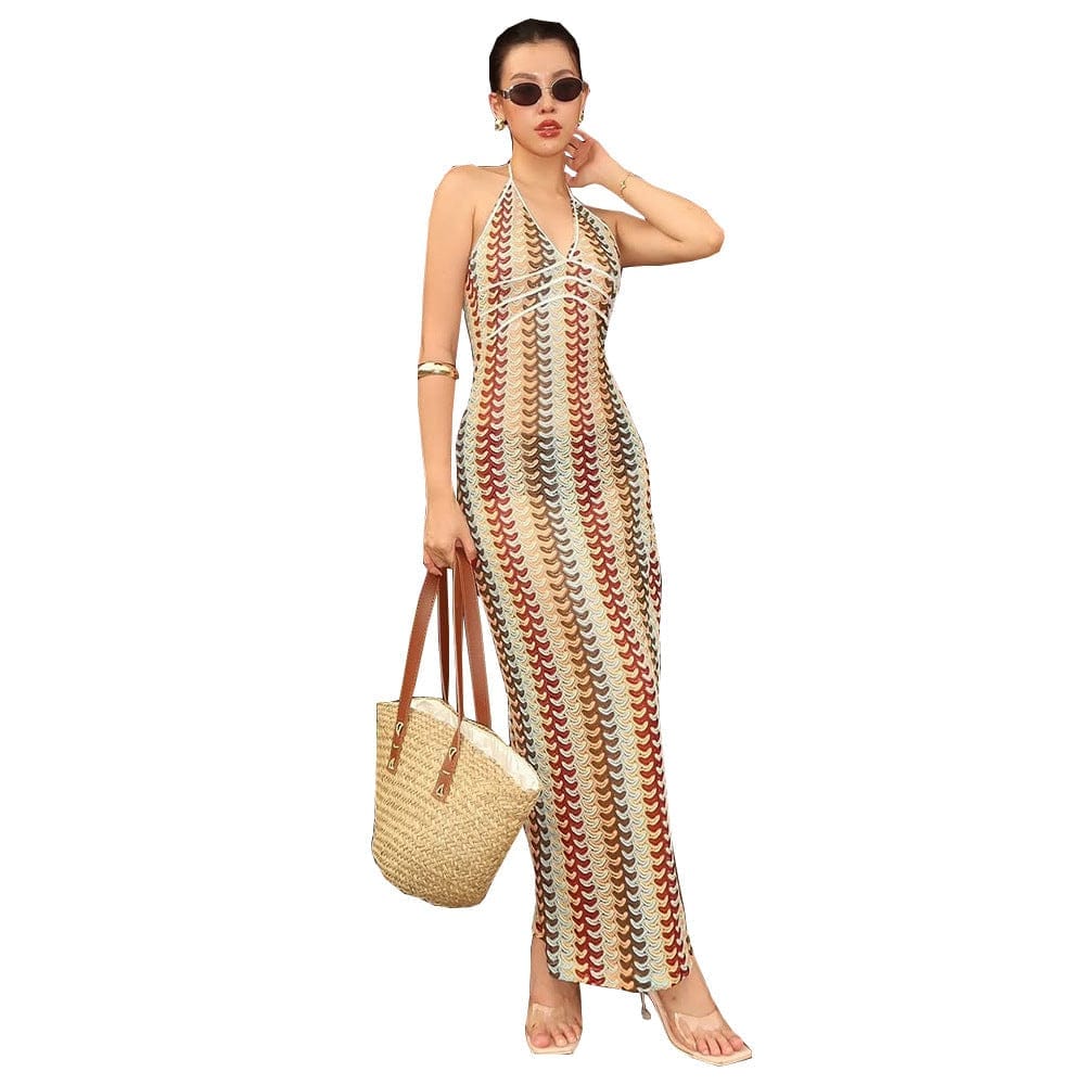 Women’s Strapless Color-Block Maxi Dress | Sexy A-Line Style - Image 2