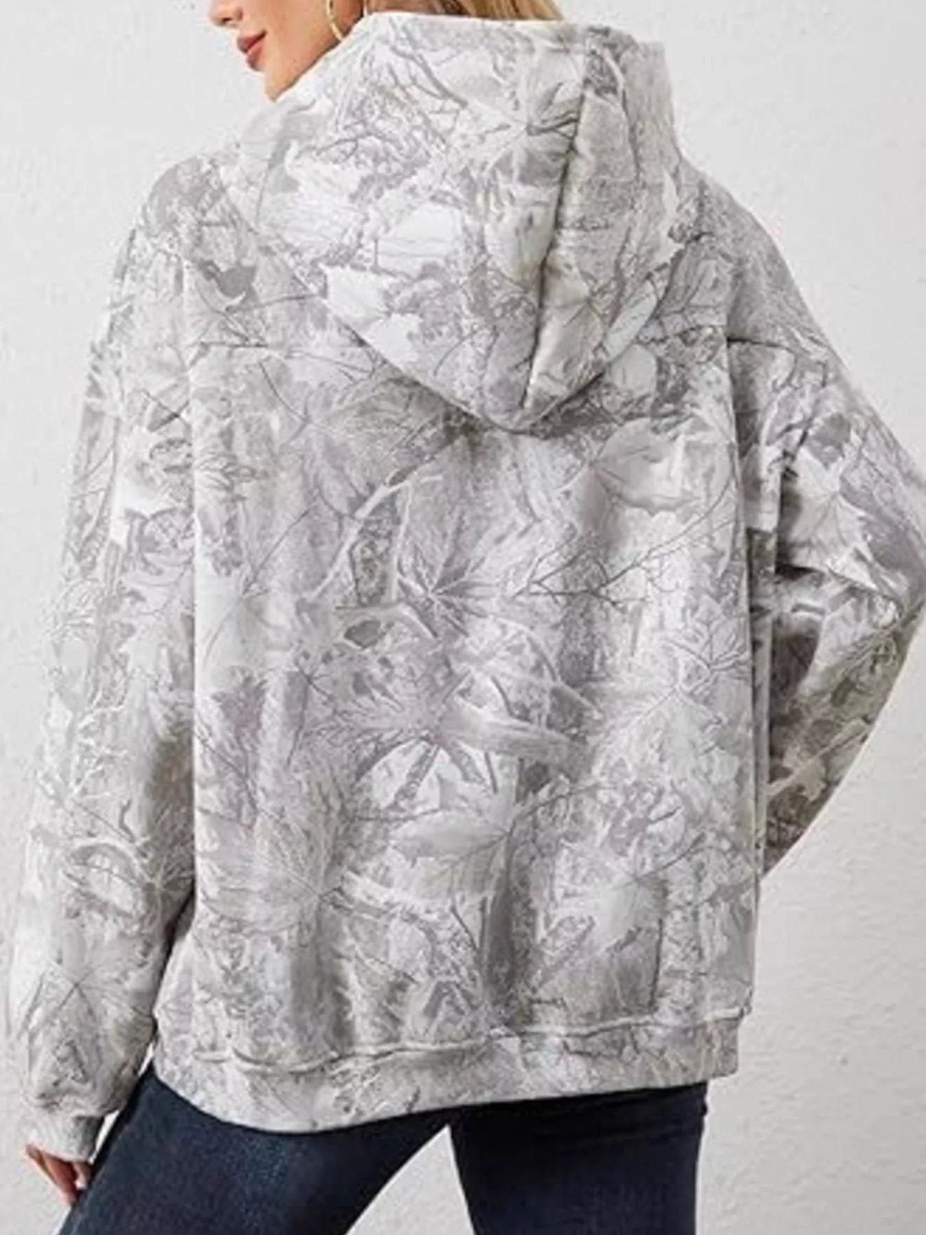 Full Size Kangaroo Pocket Long Sleeve Hoodie Plus Size - Image 4