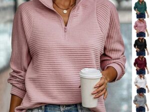 Solid Stripe Long Sleeve Top for Women - Stylish & Versatile Fashion Essential