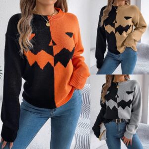 Fall Halloween Pumpkin Sweater - Spooky Long Sleeve Design