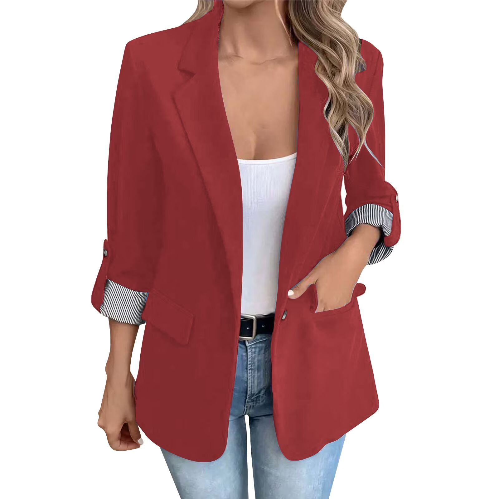 Women’s Open Front Casual Blazer | Long Sleeve Office Suit Jacket - Image 4