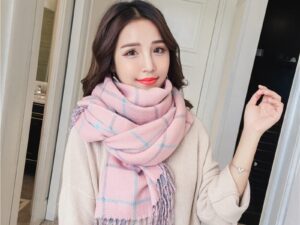 Double-sided plaid scarf women