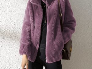 Women’s Double-Faced Fleece High-Neck Cardigan