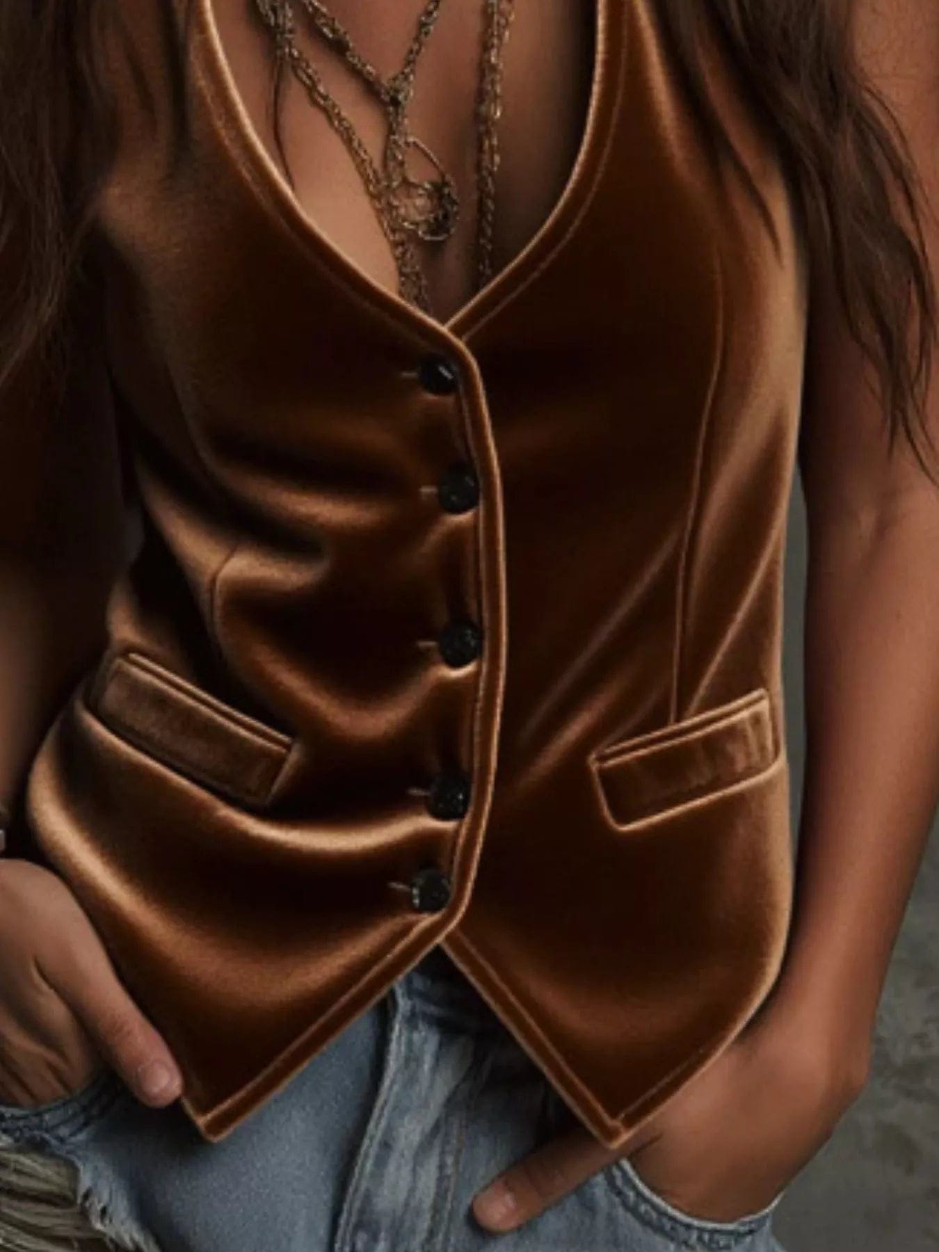 Velvet Button-Down Vest Coat - Image 5