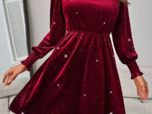 Glitter Velvet A-Line Dress for Sophisticated Celebrations