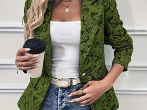 Chic Floral Blazer with Single Button and Long Sleeves