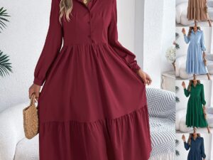 Long Sleeve Ruffled Shirt Dress for Women – Stylish and Comfortable