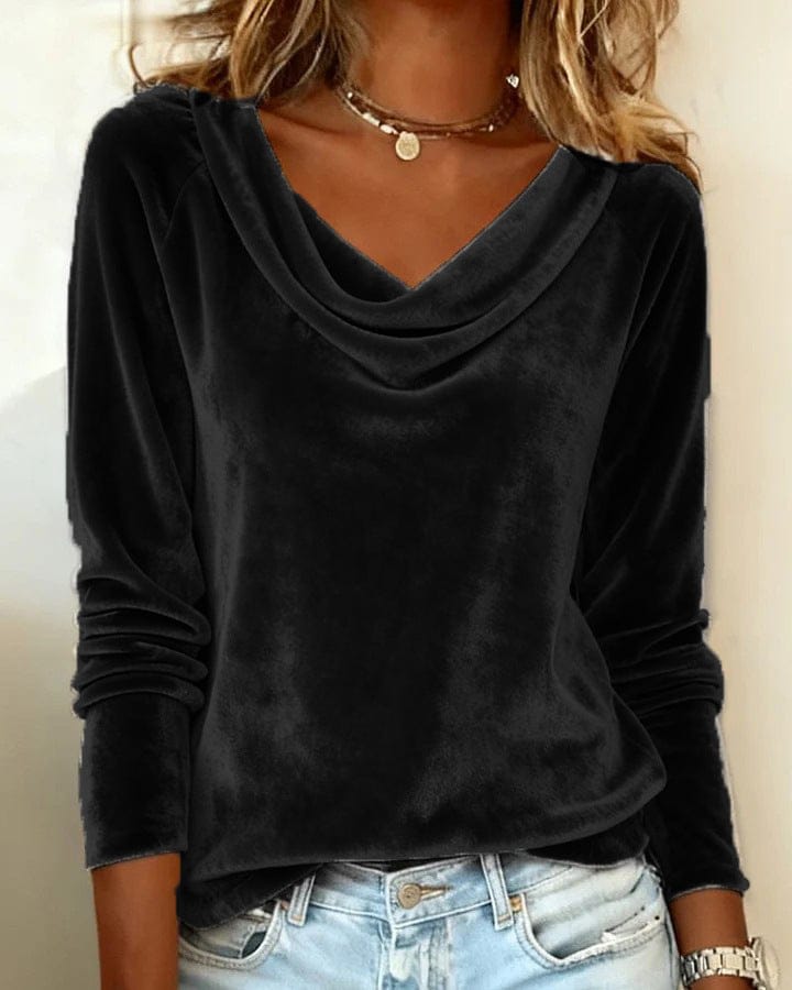 Women’s Velvet Long Sleeve Top | Stylish Irregular Fashion Shirt - Image 4