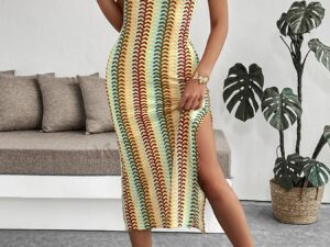 Sleeveless Chevron Sweater Dress for Effortless Style