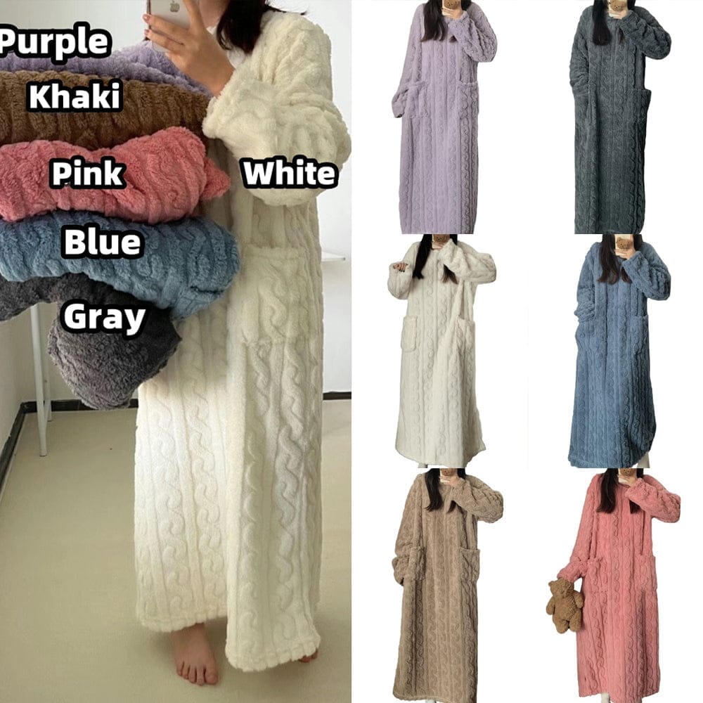 Winter Coral Fleece Dress - Thickened Jacquard Sleepwear for Maximum Comfort - Image 2