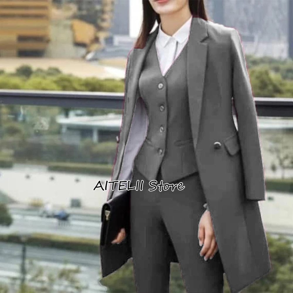 Ladies Office Pantsuit 3 Piece Single Breasted Outfit for Professional Women - Image 4