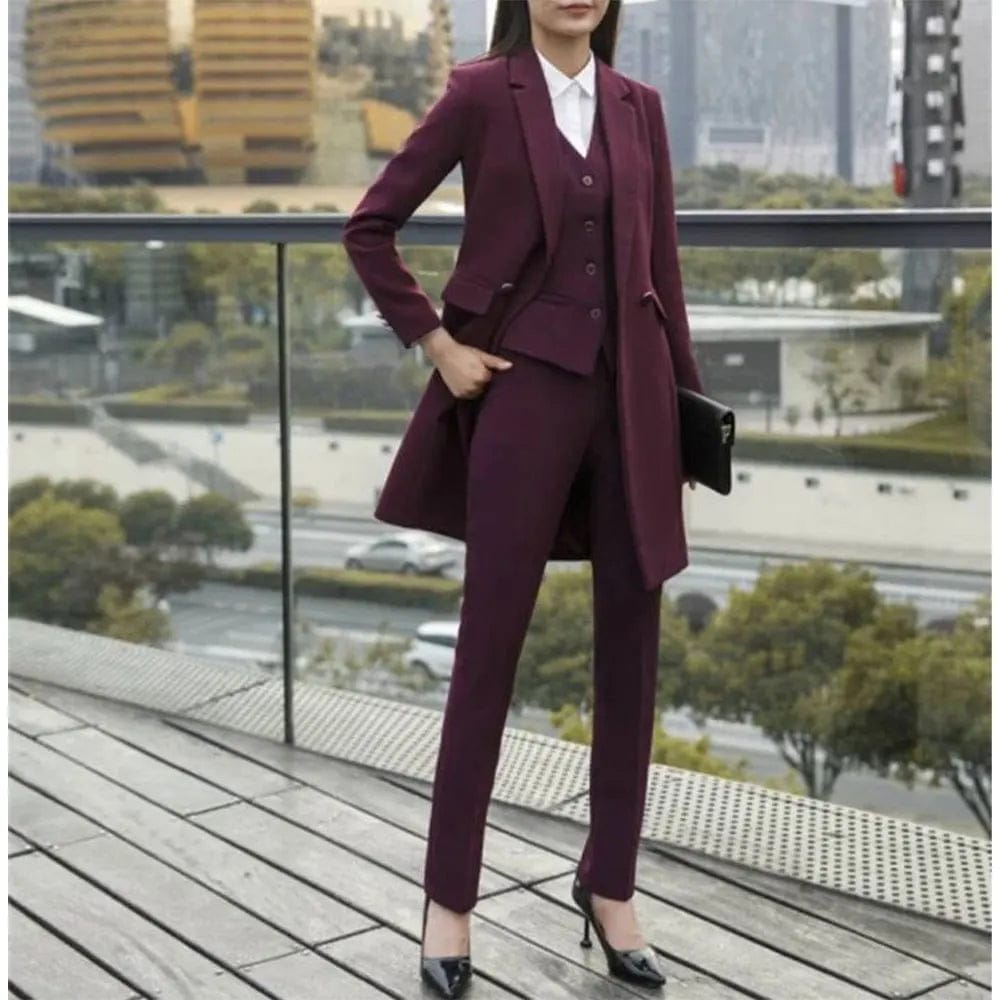 Ladies Office Pantsuit 3 Piece Single Breasted Outfit for Professional Women - Image 2