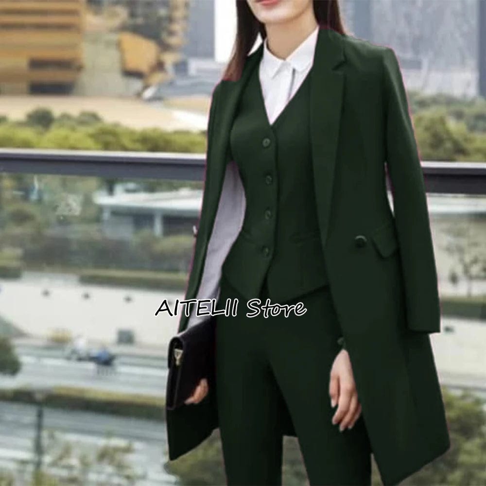 Ladies Office Pantsuit 3 Piece Single Breasted Outfit for Professional Women - Image 3