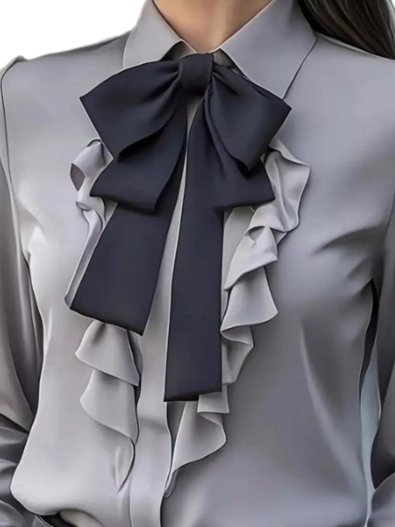 Ruffled Tie Front Blouse: Effortless Style and Elegance with Long Sleeves - Image 5