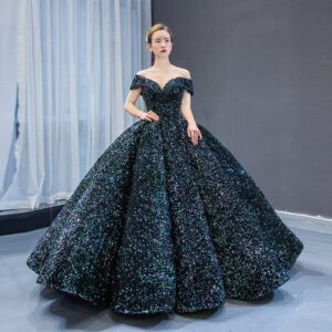 Luxury Bridal Wedding Dress - Sequined Ball Gown
