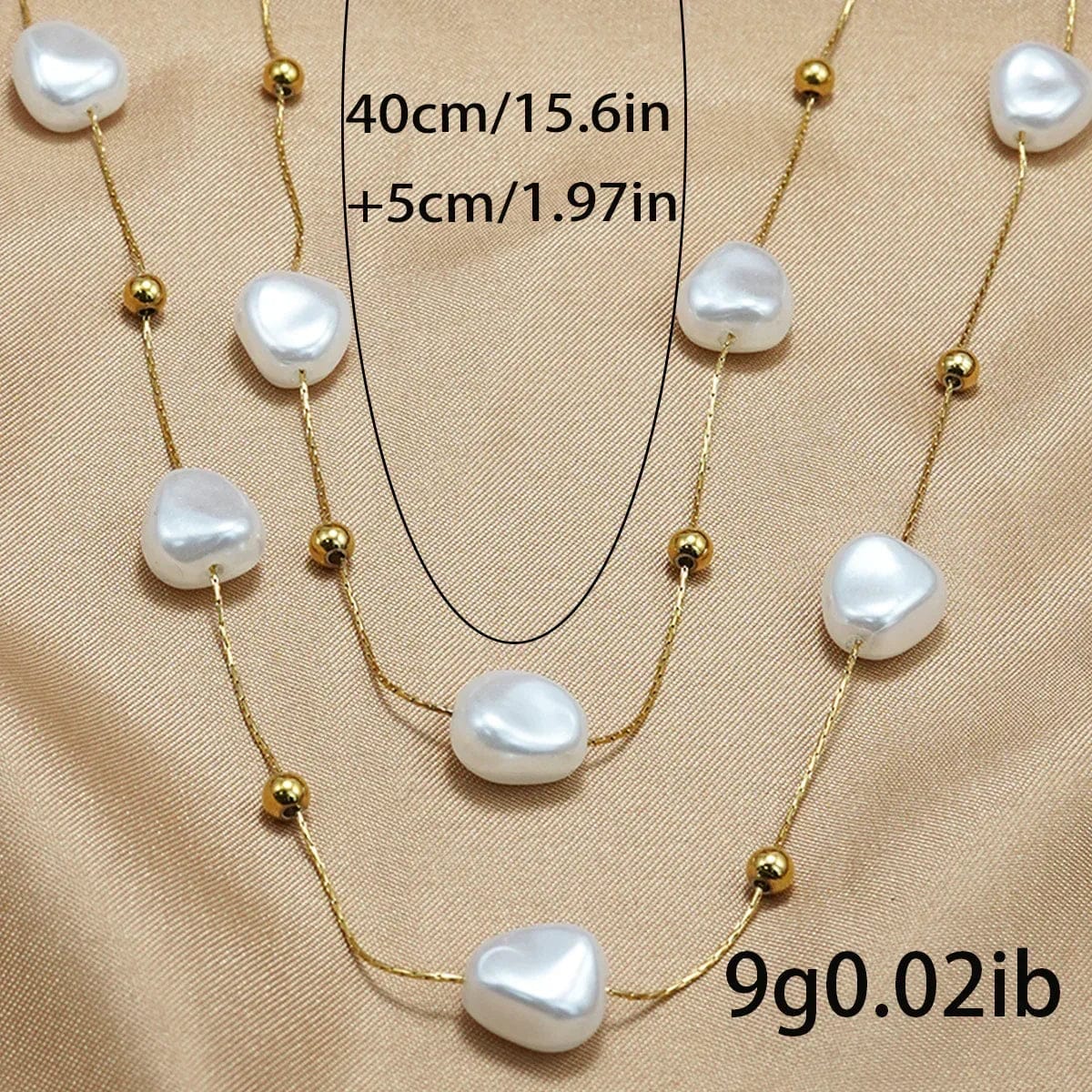 18K Gold Plated Pearl Necklace | Minimalist Jewelry with Elegant Studs - Image 5